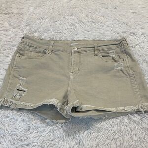 OLD NAVY BOYFRIEND MID RISE Women's Distressed Tan Shorts SIZE 12